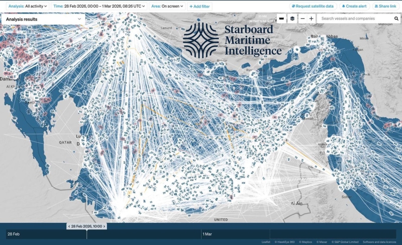 At least 1,000 civilian ships in the Persian Gulf are experiencing navigation problems due to electronic warfare